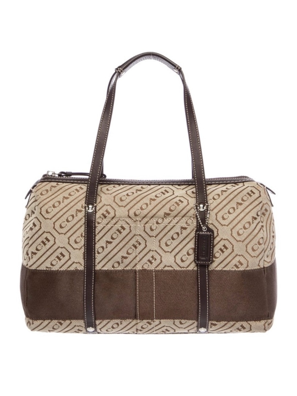 Coach Signature Canvas Shoulder Bag- Beige / Brown